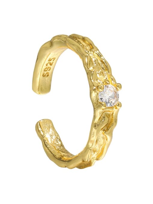 18K gold [adjustable size 14] 925 Sterling Silver Cubic Zirconia Irregular Vintage Band Ring